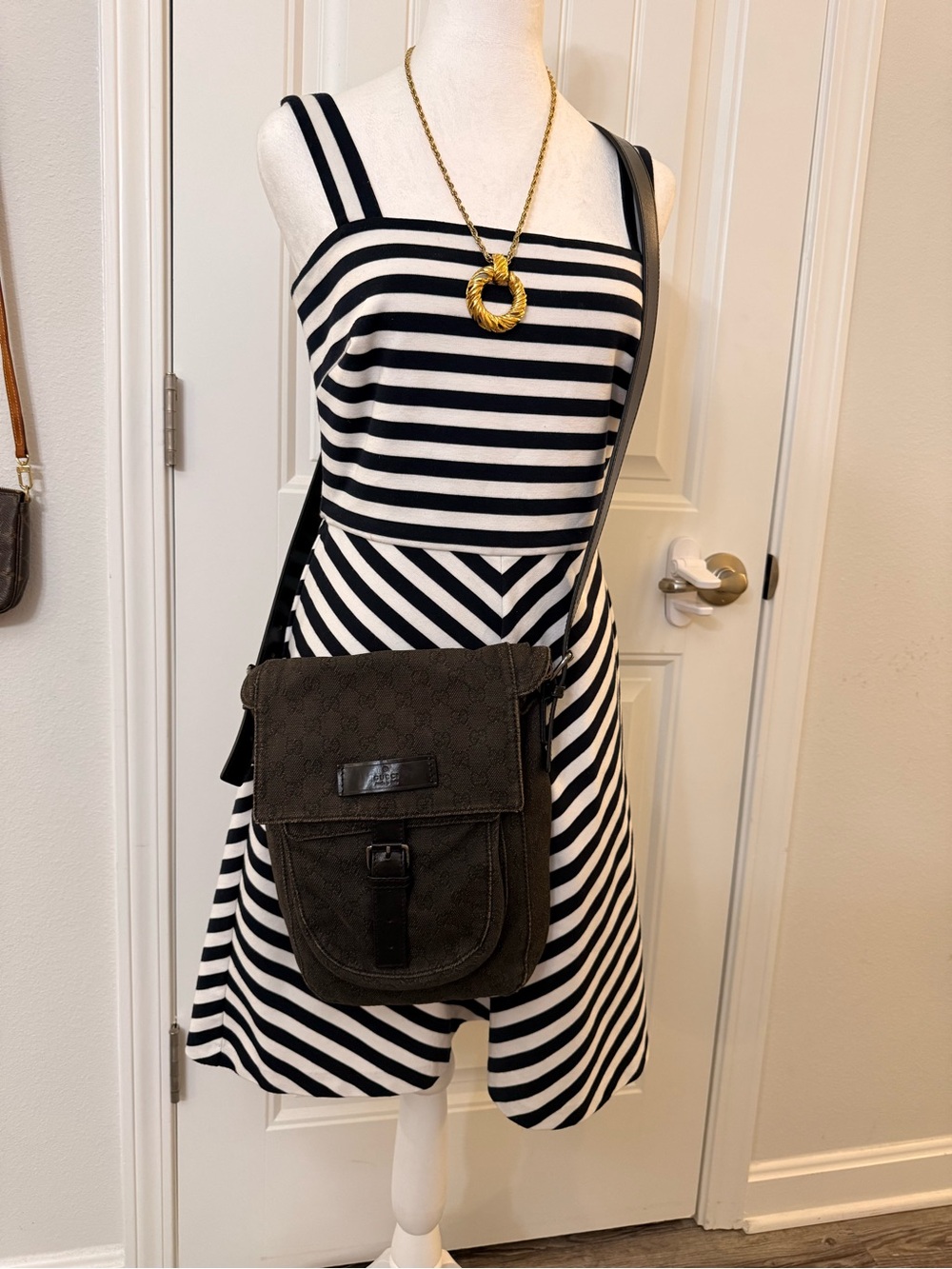 Gucci GG Monogram Denim Messenger / Crossbody Bag